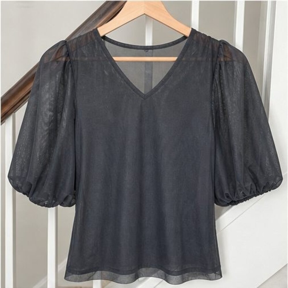 Charcoal Puff Sleeve Top